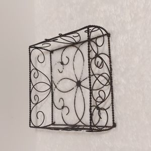 Metal Basket Square Shape Brown Unique Design Holds Napkins, Fruit